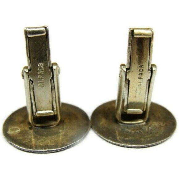 Vintage 925 Hecho en Mexico Mayan Calendar Cuff Link Shirt Tux Cufflinks ECHI - Picture 8 of 10